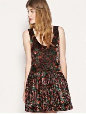 Free People Velvet Floral Scoop-Neck Mini Dress - Multicolor